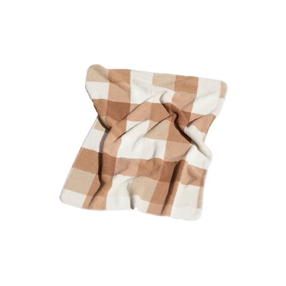 Home Decor Classic Faux Fur Throw | 1-Piece | Taupe plaid combo | 50'x60'