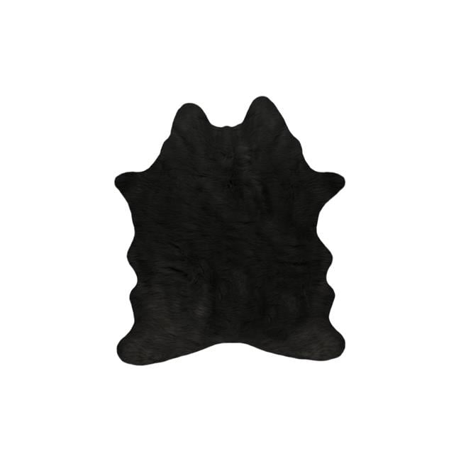 Handcrafted Faux Cowhide Black Rectangular Rug 60"x51"