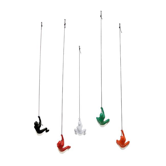 Colorful Resin Climbing Man Wall Art Sculpture Set