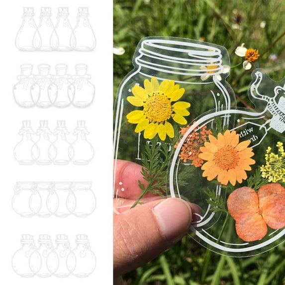 Home Decor Clearance! 20Pcs Transparent Dried Flower Bookmarks, DIY Dried Flower Bookmark, Homemade Bookmarks, Beautiful Flower Bookmarks, Glassware Stickers,4.1x5.9 Inch