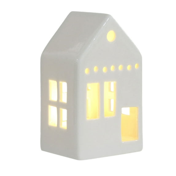 Tahtuvzn School Home Decor Christmas Miniature Resin Village Tabletop Figurine LED House for Xmas