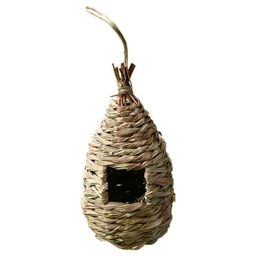 Tahtuvzn Home Decor Hand-woven Hummingbird House Bird Nests Hibiscuser Grass Simulation Birdhouse Gardening Hanging Decoration