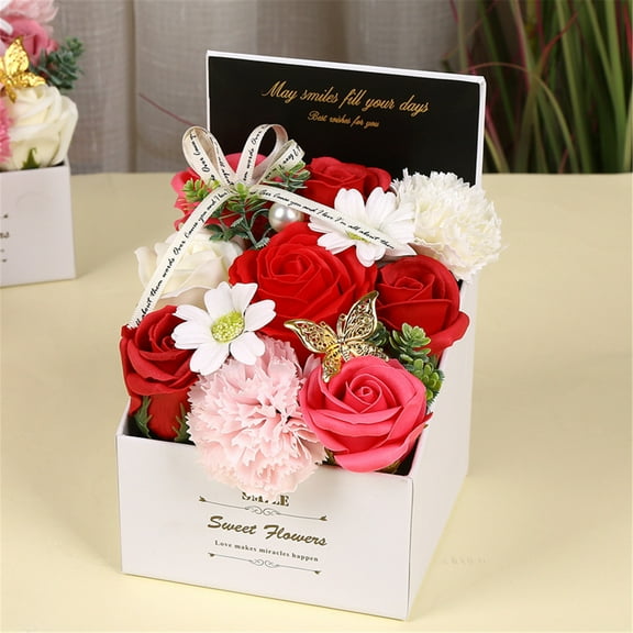 Home Decor Clearance! Mother's Day DIY Soap Flower Gift Rose Box Flower Bundle Wedding Home Holiday Gift, Mother's Day Gift