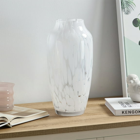 Home Decor Collection 13'' Tall White Painted Glass Bouquet Vase