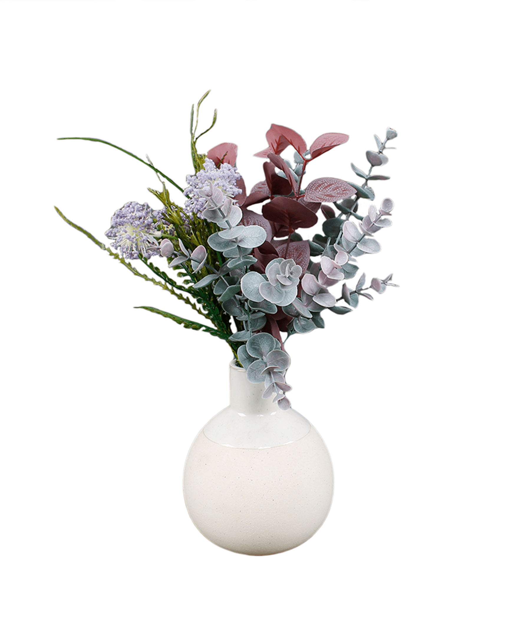 Home Decor Collection 14” Artificial Mixed Floral Arrangement in Sand White Ceramic Vase Made for Tabletops – 1.3 lbs