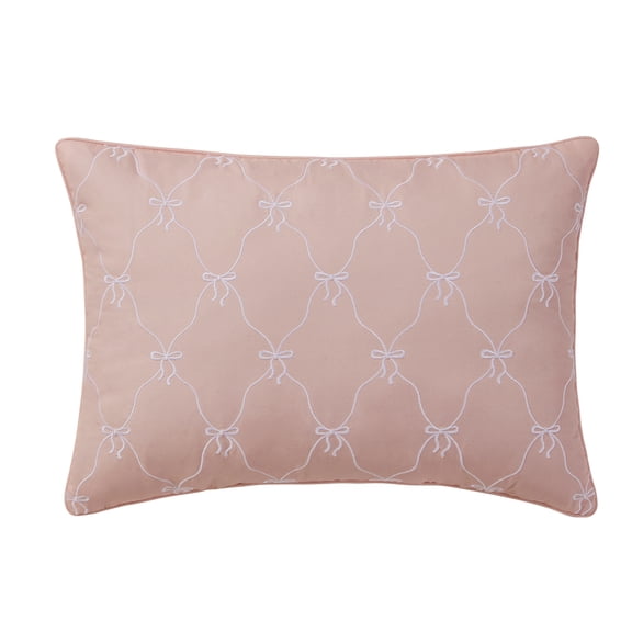 Home Decor Collection 14" x 20" Pink Bow Embroidered Decorative Pillow