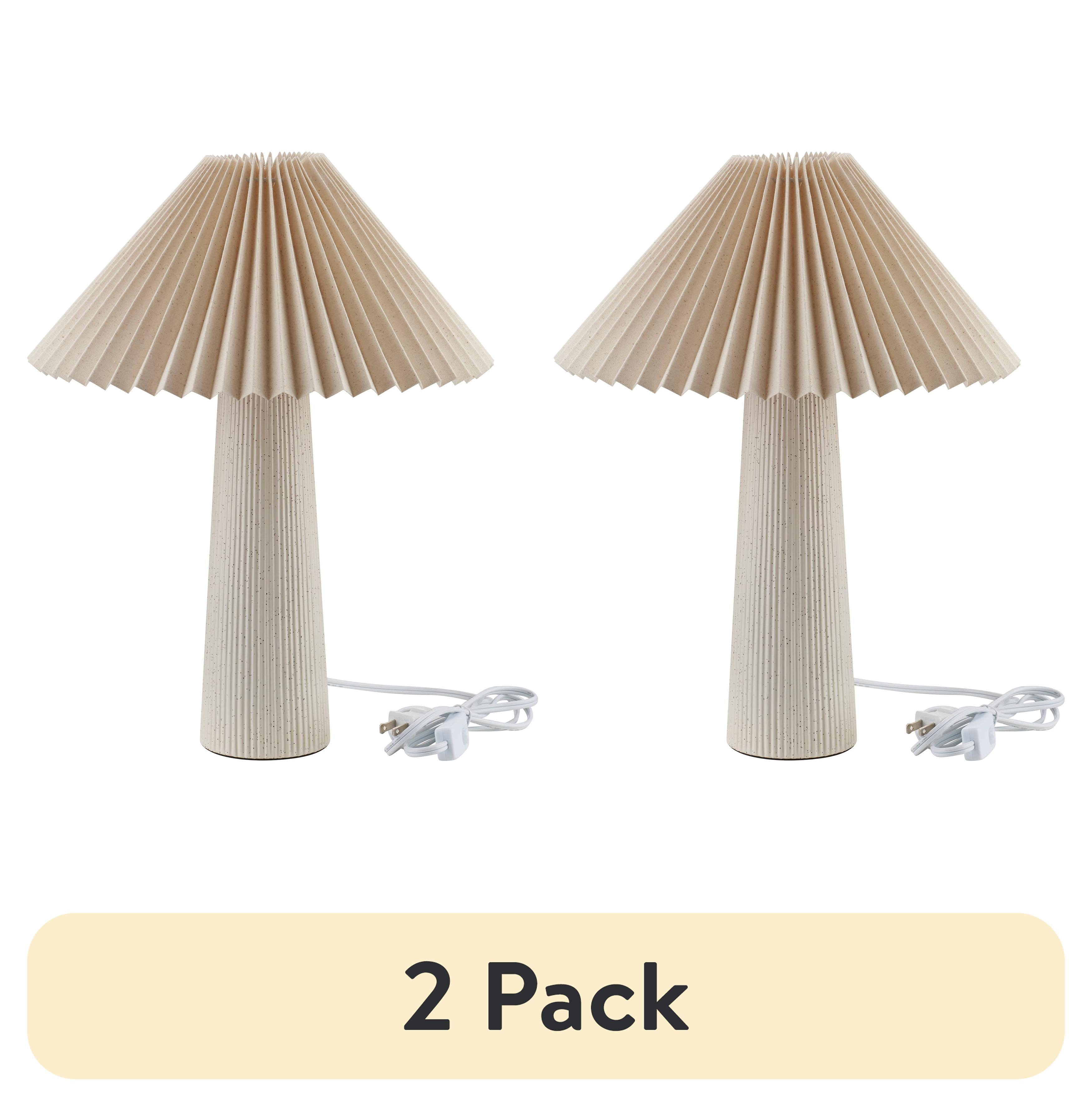 (2 pack) Home Decor Collection 18"in Ribbed Ceramic Table Lamp with Ivory Pleated Shade - Walmart.com