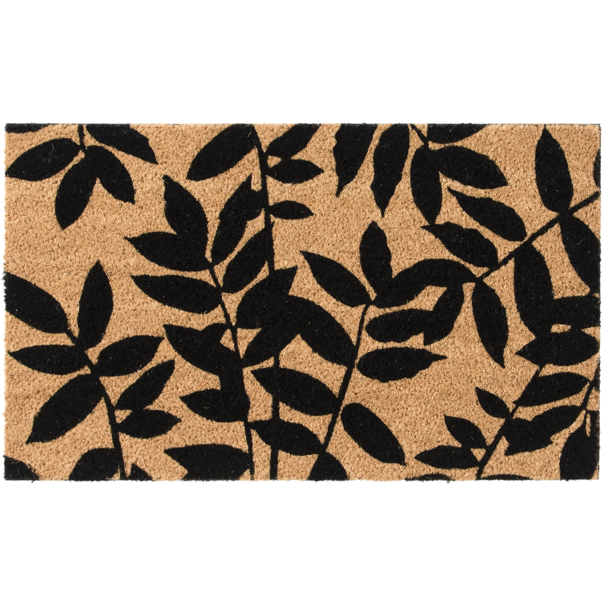 Home Decor Collection 18" x 30" Black Leaf Coir Doormat