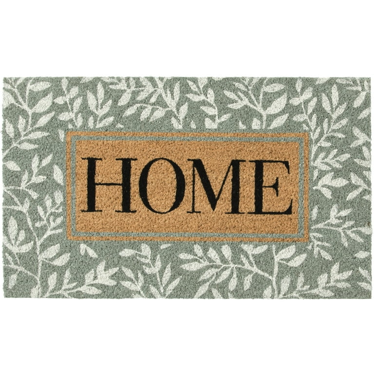 Home Decor Collection 18 x 30 Sage Green Floral Home Frame Coir Doormat
