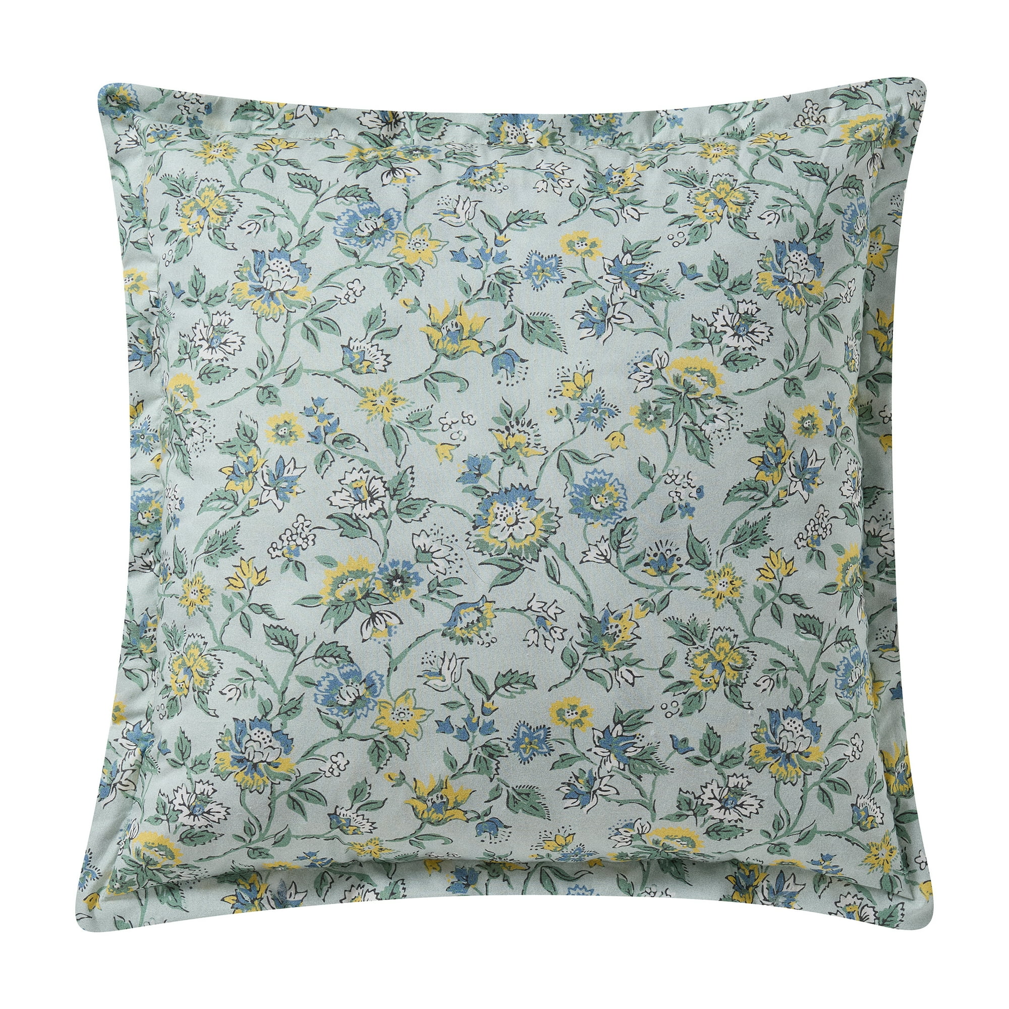 Green Vintage Botanical Floral Cotton Decorative Pillow