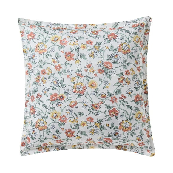 Home Decor Collection 20" x 20" White Vintage Botanical Floral Cotton Decorative Pillow