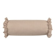 Home Decor Collection 8" x 20" Tan Striped Ruffle Bolster Decorative Pillow