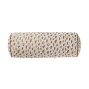 Home Decor Collection 8" x 20" Tan Woven Leopard Bolster Decorative Pillow