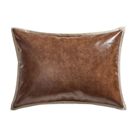 Home Decor Collection 14" x 20" Brown Faux Leather Decorative Pillow