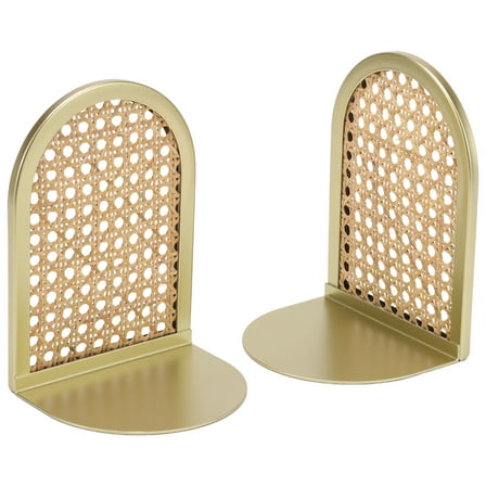 Home Decor Collection Sterling & Noble Home Gold and Natural Rattan Decorative Tabletop Bookends