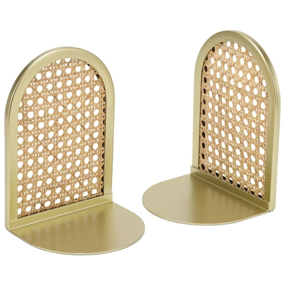 Home Decor Collection Sterling & Noble Home Gold and Natural Rattan Decorative Tabletop Bookends
