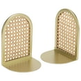 Home Decor Collection Gold and Natural Rattan Decorative Tabletop Bookends