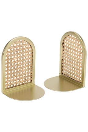 Sterling & Noble Home Gold and Natural Rattan Decorative Tabletop Bookends