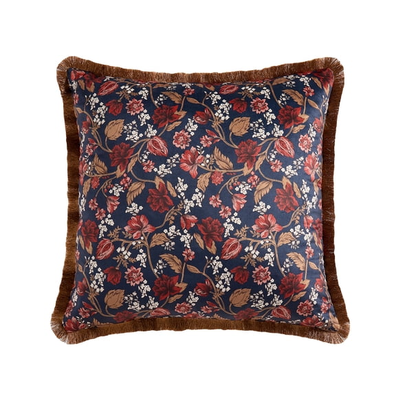 Home Decor Collection 20" x 20" Greystone Floral Velvet Decorative Pillow