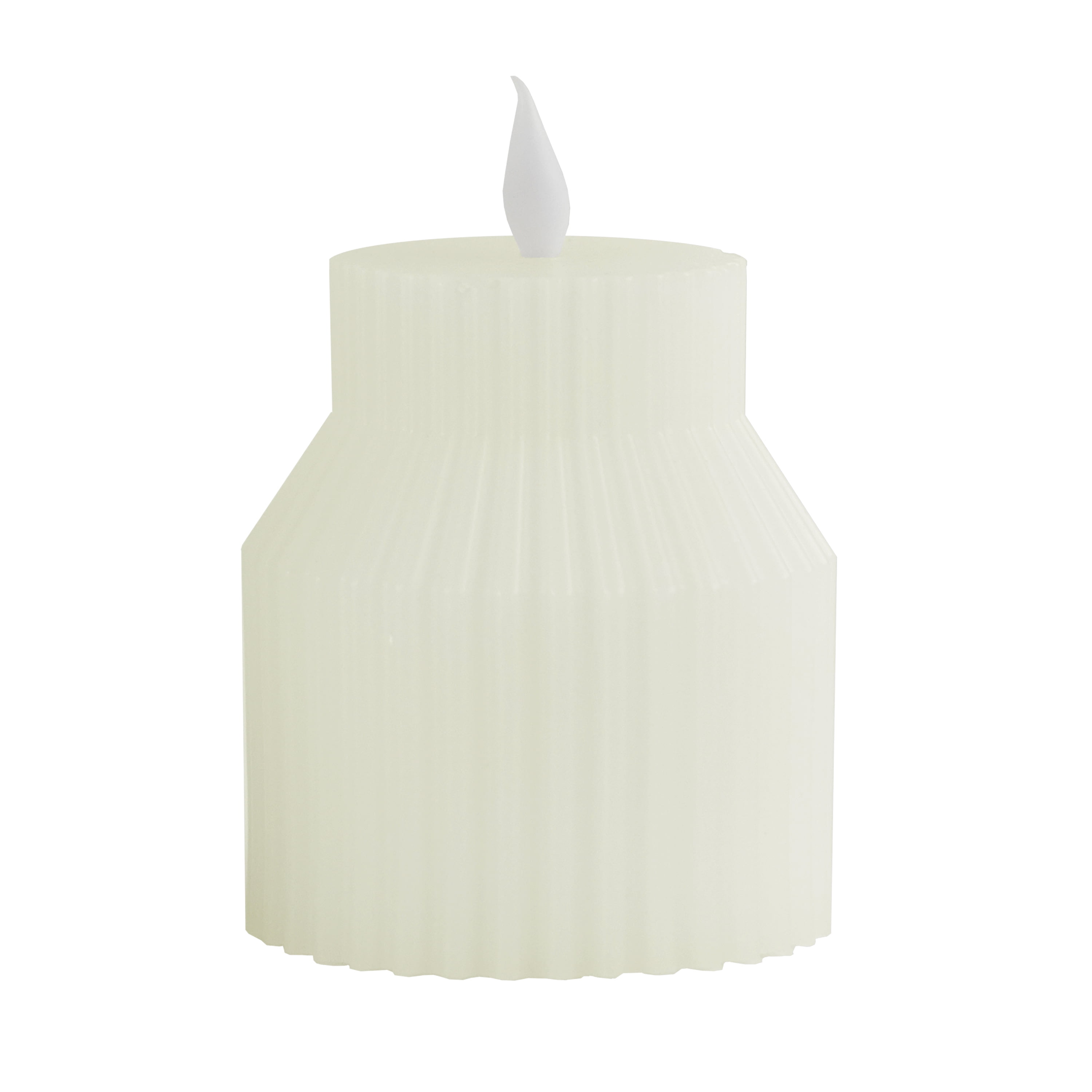 Home Decor Collection Sterling & Noble Home LED Flameless 4.72" Ivory Fluted Figural Wax Tabletop Candle