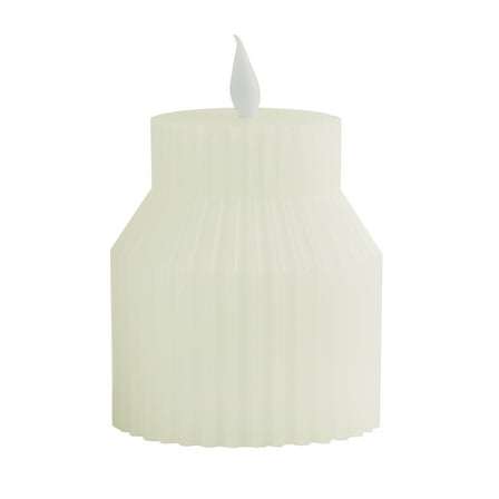 Home Decor Collection Sterling & Noble Home LED Flameless 4.72" Fluted Figural Ivory Wax Tabletop Candle