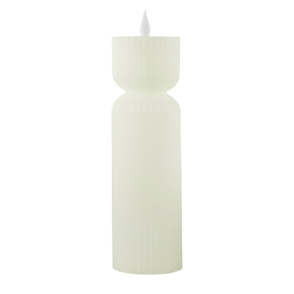 Home Decor Collection LED Flameless 9.45" Fluted Figural Ivory Wax Tabletop Candle