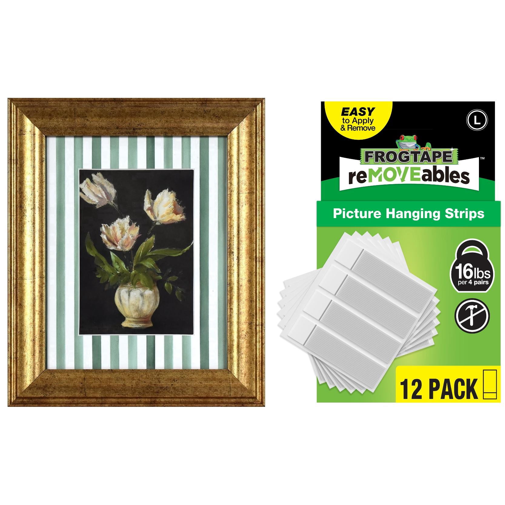 Home Decor Collection Moody Tulips Framed Wall Art with FrogTape reMOVEables Large Picture Hanging Strips Bundle