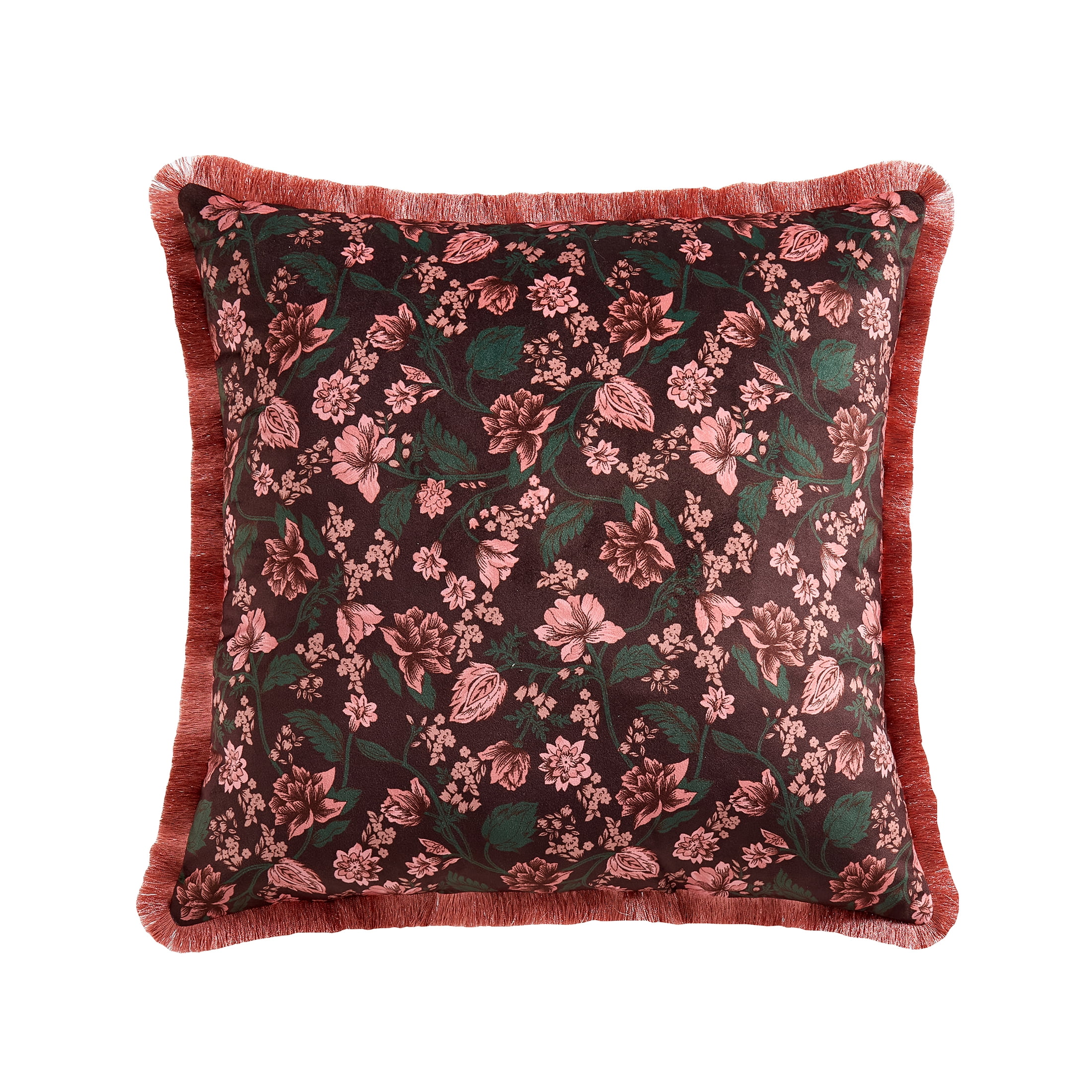 Home Decor Collection 20" x 20" Blush Floral Velvet Decorative Pillow
