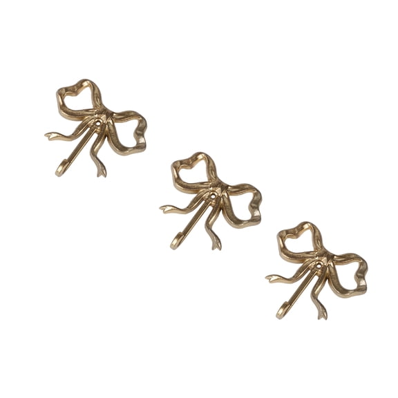 Home Decor Collection Sterling & Noble Home Gold Cast Iron Bow Design 3 PC Indoor Wall Hooks