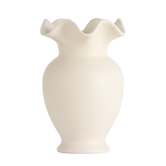 Home Decor Collection Sterling & Noble Home Ruffle Shaped off-White Ceramic Indoor Tabletop Vase