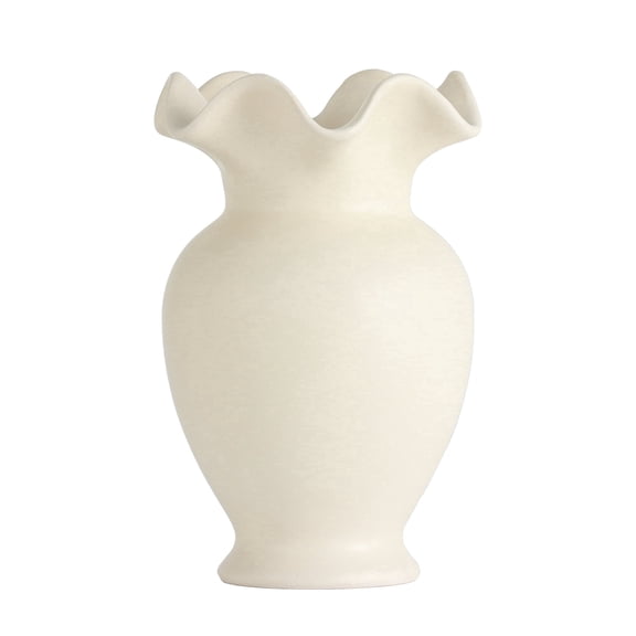 Home Decor Collection Sterling & Noble Home Ruffle Shaped off-White Ceramic Indoor Tabletop Vase