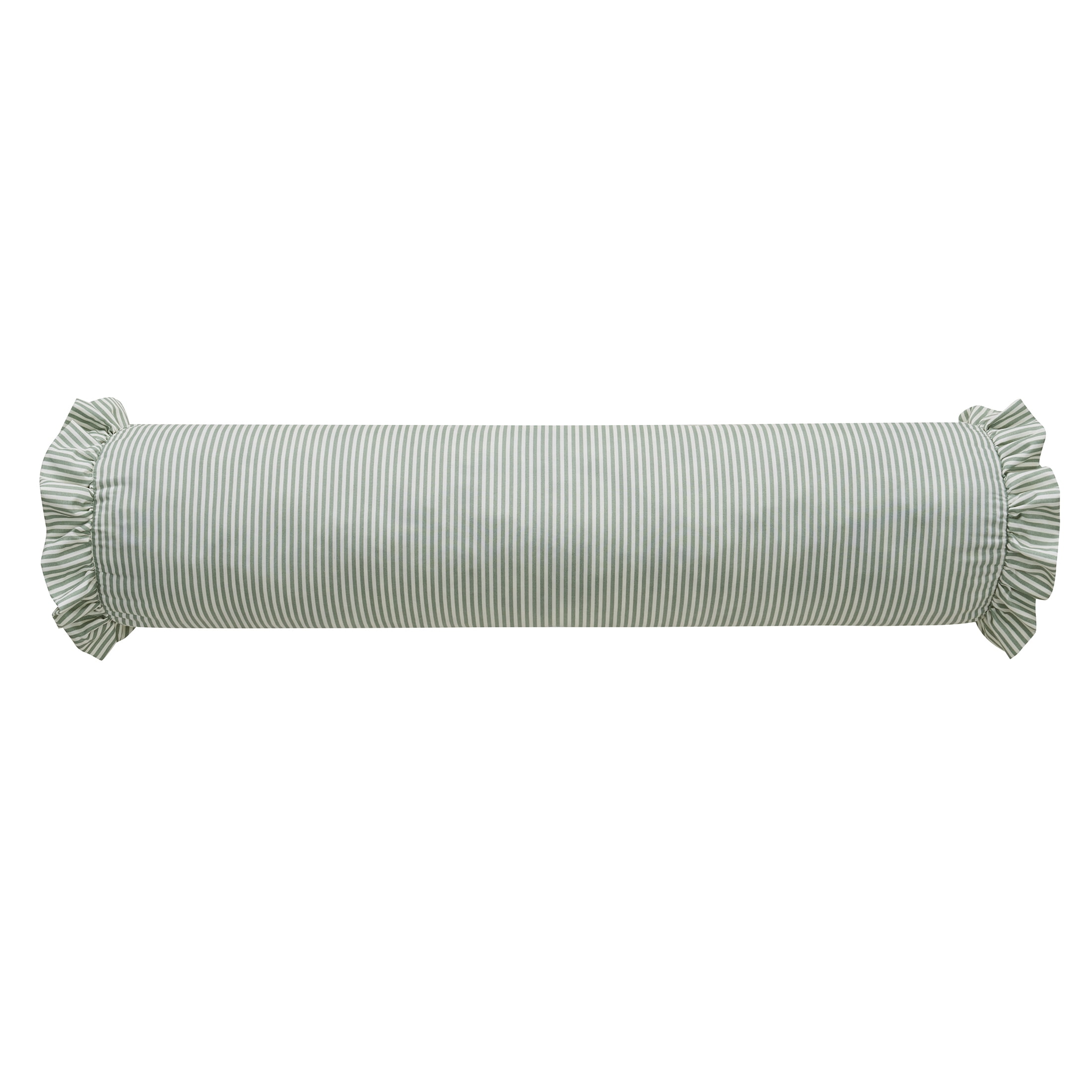 Home Decor Collection 8" x 20" Green Striped Ruffle Bolster Decorative Pillow - Walmart.com