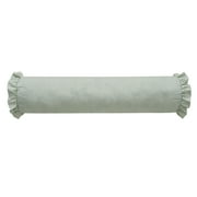 Home Decor Collection 8" x 20" Green Striped Ruffle Bolster Decorative Pillow