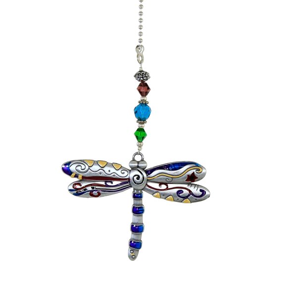 Home Decor Color Art Fan Pull Metal Chain Beaded Er60523 Dragonfly