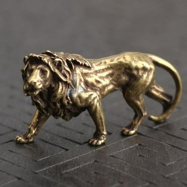 Home Decor Copper Majestic Lion King Miniatures Figurines Vintage Craft Ornament Desk Decor