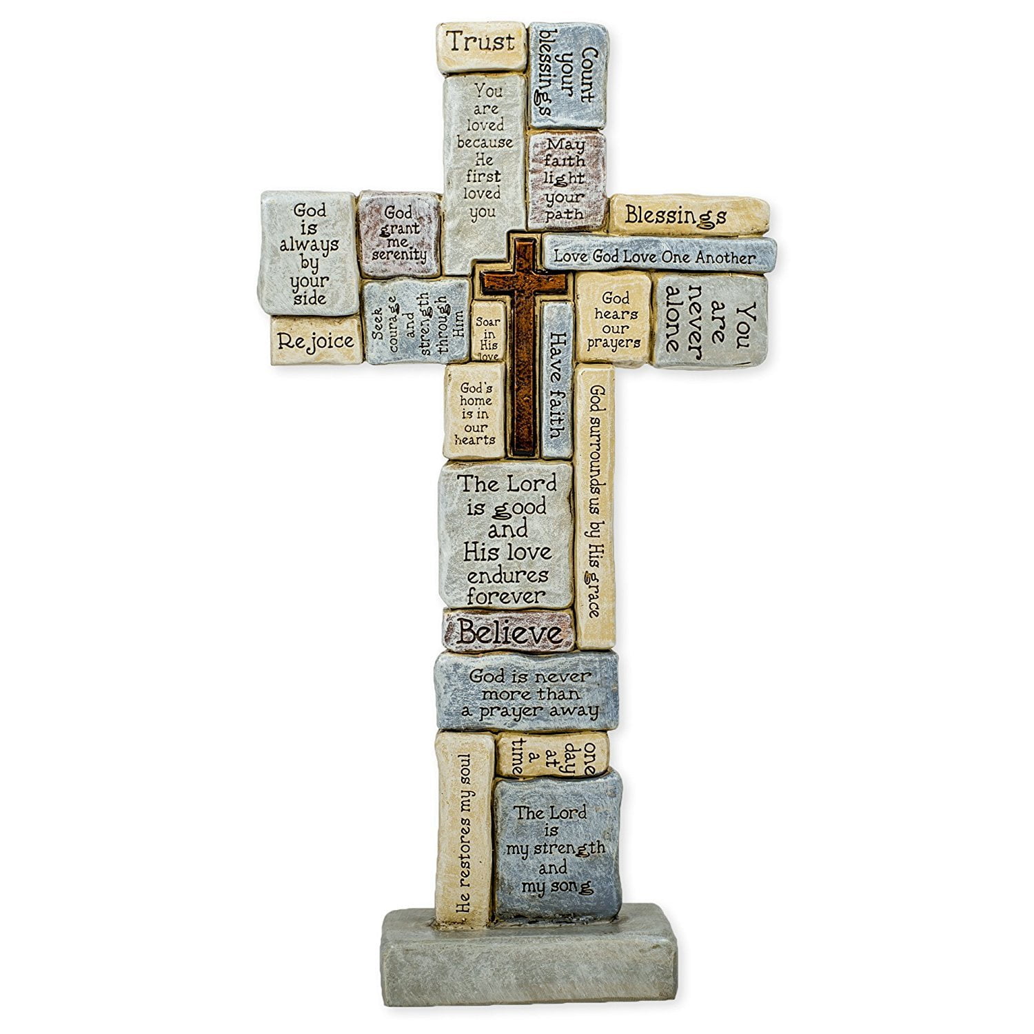 Inspirational Crossword 15" Resin Table Cross with Encouragement Words