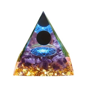 Home Decor Crystal Orgonite Pyramid Obsidian Healing Energy Reiki Chakra Home Office Decor