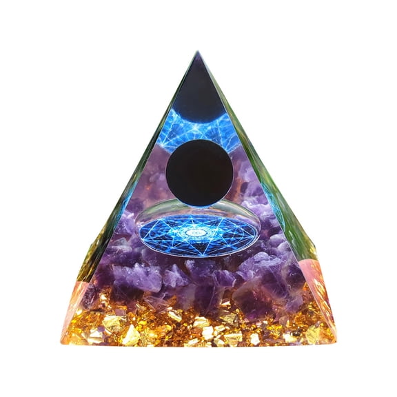 Home Decor Crystal Orgonite Pyramid Obsidian Healing Energy Reiki Chakra Home Office Decor