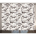 thumbnail image 1 of Ambesonne Dinosaur Curtains 2 Panel Set, Reptiles Footprints, 108" x 90", Brown White, 1 of 3