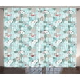 thumbnail image 1 of Ambesonne Floral Curtains 2 Panel Set, Birds Hearts Flowers, 108" x 84", Teal White Red, 1 of 3