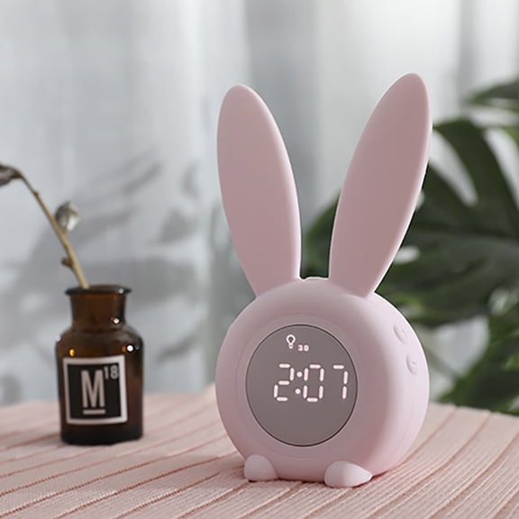 Home Decor Cute Rabbit Alarm Clock Creative Led Digital Snooze Cartoon Electronic Clock Clock Practical