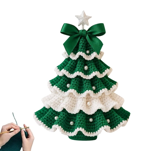 Home Decor Diy Crochet Handmade Holiday For Beginners Shaped Bow Pearl Party Crochet Desktop Ornament Practical 3.5"