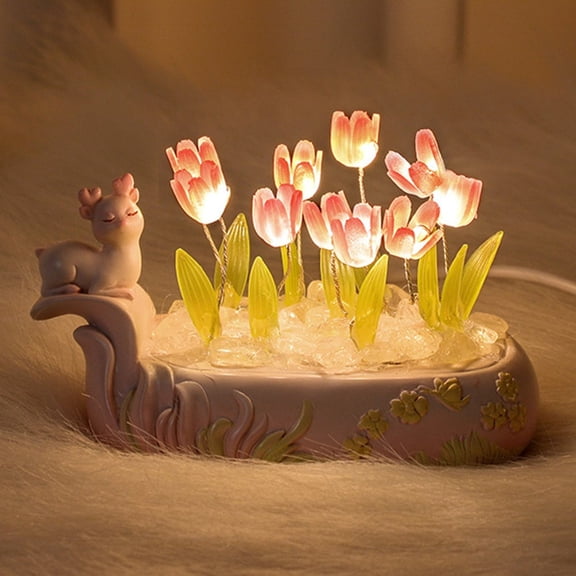 Home Decor Diy Tulip Flower Night Light Bedroom Creative Atmosphere Light Birthday Pink