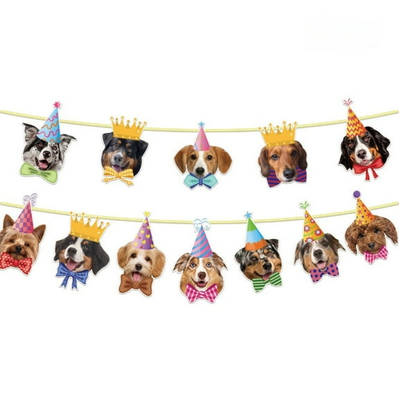 Home Decor Dog Birthday Banner Decorations For Party Supplies Universal Paper Flags Banners & Accessories Festive Celebration