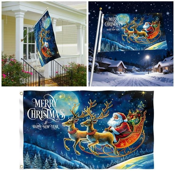 Home Decor Double 3X5 Feet Weighted 150D Merry Garden Outdoor Merry Banner With Brass Suitable For Holiday Parties Courtyard Wall Flags_ Banners Accessories