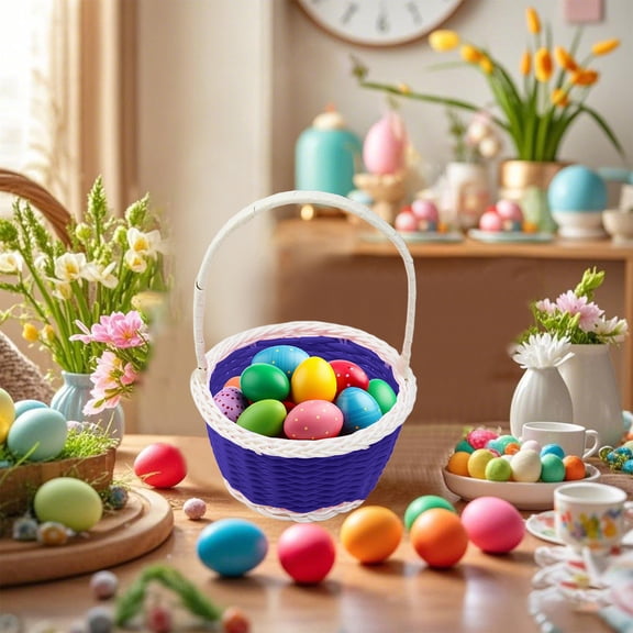 Home Decor, Easter Mini Plastic Woven Basket Easter Theme Basket Suitable For Easter Home Outdoor School Use