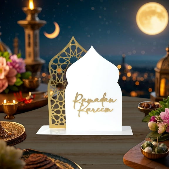 Home Decor Elegant Acrylic Decoration Moon And Star Table Centerpiece For Eid & Celebrations Desktop Ornament Practical
