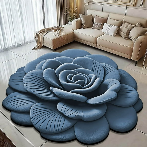 Home Decor Elegant Floral Design Area Rug For Bedroom Bathroom And Living Room Decorative Clean And Stylish High End Diatomaceous Earth Material For Home Décor,Light Blue,40X40cm