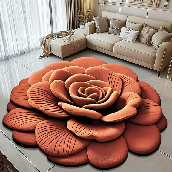 Home Decor Elegant Floral Design Area Rug For Bedroom Bathroom And Living Room Decorative Clean And Stylish High End Diatomaceous Earth Material For Home DÃ©cor,Orange,40X40cm