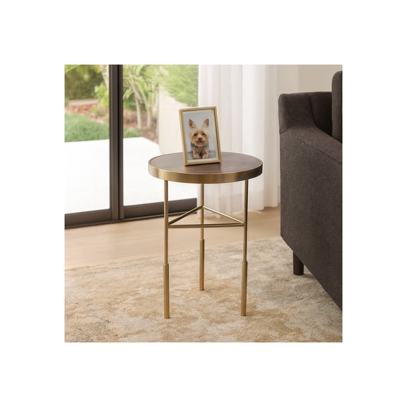 Home Decor End Table, Side Table, or Night Stand - Elegant Pedestal Cocktail Table with Raised Rim Round Top for Big or Small Spaces - Sleek Accent Table for Living Room and Bedroom Decor - 20" Gold